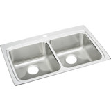 Elkay Lustertone Classic Stainless Steel 33" x 22" x 6", 1-Hole Equal Double Bowl Drop-in ADA Sink - LRAD3322601