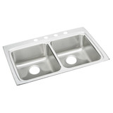 Elkay Lustertone Classic Stainless Steel 33" x 22" x 6", 4-Hole Equal Double Bowl Drop-in ADA Sink - LRAD3322604