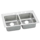 ELKAY  LRADQ3321653 Lustertone Classic Stainless Steel 33" x 21-1/4" x 6-1/2", 3-Hole Equal Double Bowl Drop-in ADA Sink with Quick-clip