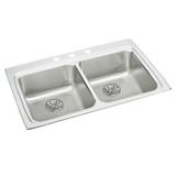 ELKAY  LRAD332265PD2 Lustertone Classic Stainless Steel 33" x 22" x 6-1/2", 2-Hole Equal Double Bowl Drop-in ADA Sink with Perfect Drain