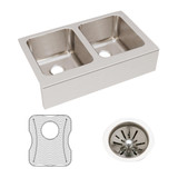 ELKAY  ELUHF332010DBG Lustertone Classic Stainless Steel 33" x 20-1/2" x 10", Equal Double Bowl Farmhouse Sink Kit