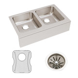 ELKAY  ELUHF3320DBG Lustertone Classic Stainless Steel 33" x 20-1/2" x 7-7/8", Equal Double Bowl Farmhouse Sink Kit