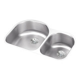 Elkay Lustertone Classic Stainless Steel 31-1/4" x 20" x 7-1/2", Offset 60/40 Double Undermount Sink w/Perfect Drain - ELUH3119RPD