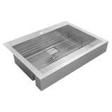 Elkay Dart Canyon Stainless Steel 35-7/8" x 27-1/4" x 9-5/8", 1-Hole Single Bowl Farmhouse ADA Workstation Sink with 4-13/16", Deep Work Shelf - ELDSSF36279DBG