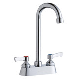 Elkay 4" Centerset with Exposed Deck Faucet with 5" Gooseneck Spout 2" Lever Handles -Chrome - LK406GN05L2