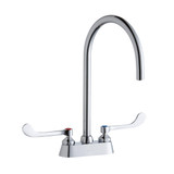Elkay 4" Centerset with Exposed Deck Laminar Flow Faucet with 8" Gooseneck Spout 6" Wristblade Handles -Chrome - LK406LGN08T6