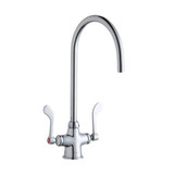 Elkay Single Hole with Concealed Deck Laminar Flow Faucet with 8" Gooseneck Spout 4" Wristblade Handles -Chrome - LK500LGN08T4