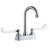 ELKAY  LK406GN04T6 4" Centerset with Exposed Deck Faucet with 4" Gooseneck Spout 6" Wristblade Handles -Chrome