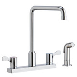 ELKAY  LKD2443C 8" Centerset Exposed Deck Mount Faucet with Arc Spout and 2-5/8" Lever Handles with Side Spray -Chrome