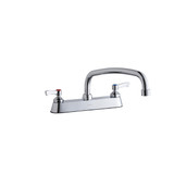 ELKAY  LK810AT12L2 8" Centerset with Exposed Deck Faucet with 12" Arc Tube Spout 2" Lever Handles -Chrome