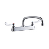 ELKAY  LK810AT12T4 8" Centerset with Exposed Deck Faucet with 12" Arc Tube Spout 4" Wristblade Handles -Chrome