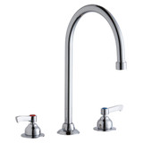 ELKAY  LK800GN08L2 8" Centerset with Concealed Deck Faucet with 8" Gooseneck Spout 2" Lever Handles -Chrome