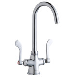 Elkay Single Hole with Concealed Deck Laminar Flow Faucet with 5" Gooseneck Spout 4" Wristblade Handles -Chrome - LK500LGN05T4