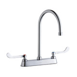 ELKAY  LK810GN08T6 8" Centerset with Exposed Deck Faucet with 8" Gooseneck Spout 6" Wristblade Handles -Chrome