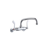 Elkay Foodservice 3-8" Adjustable Centers Wall Mount Faucet w/10" Arc Tube Spout 4" Wristblade Handles 2in Inlet - LK945AT10T4T