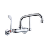 ELKAY  LK945AT08T6T Foodservice 3-8" Adjustable Centers Wall Mount Faucet w/8" Arc Tube Spout 6" Wristblade Handles 2in Inlet