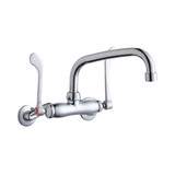 Elkay Foodservice 3-8" Adjustable Centers Wall Mount Faucet w/8" Arc Tube Spout 6" Wristblade Handles 2in Inlet - LK945AT08T6T