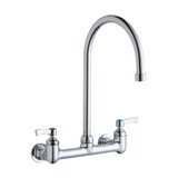 Elkay Scrub/Handwash 8" Centerset Wall Mount Faucet with 8" Gooseneck Spout 2" Lever Handles 1/2in Offset Inlets - LK940GN08L2H