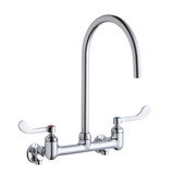 Elkay 8" Centerset Laminar Flow Faucet w/8" Gooseneck Spout 4" Wristblade Handles 1/2 Offset Inlets+Stop - LK940LGN08T4S