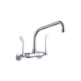 ELKAY  LK945HA10T6T Foodservice 3-8" Adjustable Centers Wall Mount Faucet w/10" High Arc Spout 6" Wristblade Handles 2in Inlet