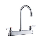 ELKAY  LK810GN05L2 8" Centerset with Exposed Deck Faucet with 5" Gooseneck Spout 2" Lever Handles -Chrome