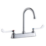 Elkay 8" Centerset with Exposed Deck Faucet with 5" Gooseneck Spout 6" Wristblade Handles -Chrome - LK810GN05T6