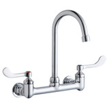 Elkay Scrub/Handwash 8" Centerset Wall Mount Faucet w/5" Gooseneck Spout 4" Wristblade Handles 1/2in Offset Inlet - LK940GN05T4H