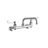 Elkay Foodservice 8" Centerset Wall Mount Faucet with 8" Tube Spt 4" Wristblade Handles 1/2 Offset Inlets+Stop - LK940TS08T4S
