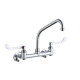 ELKAY  LK940HA08T6S Foodservice 8" Centerset Wall Mount Faucet with 8" High Arc Spout 6in Wristblade Handles 1/2 Offset Inlets+Stop