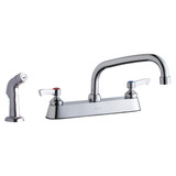 Elkay 8" Centerset with Exposed Deck Faucet with 8" Arc Tube Spout 2" Lever Handles Plus Side Spray -Chrome - LK811AT08L2