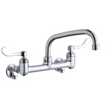 Elkay Foodservice 8" Centerset Wall Mount Faucet with 8" Arc Tube Spout 4" Wristblade Handles 1/2 Offset Inlets+Stop - LK940AT08T4S