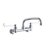 Elkay Foodservice 8" Centerset Wall Mount Faucet with 10" Arc Tube Spout 6in Wristblade Handles 1/2 Offset Inlets+Stop - LK940AT10T6S