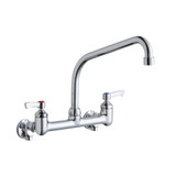ELKAY  LK940HA10L2S Foodservice 8" Centerset Wall Mount Faucet with 10" High Arc Spout 2" Lever Handles 1/2 Offset Inlets+Stop