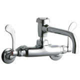 Elkay Foodservice 3-8" Adjustable Centers Wall Mount Faucet w/7" Vented Spout 4" Wristblade Handles 2in Inlet - LK945VS07T4T