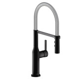 Elkay Avado Single Hole Kitchen Faucet with Semi-professional Spout and Forward Only Lever Handle -Matte Black and -Chrome - LKAV1061MBCR