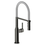 Elkay Avado Single Hole Kitchen Faucet with Semi-professional Spout and Forward Only Lever Handle - Black Stainless and Chrome - LKAV1061BKCR