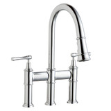 Elkay Explore Three Hole Bridge Faucet with Pull-down Spray and Lever Handles -Chrome - LKEC2037CR
