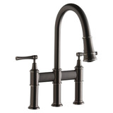Elkay Explore Three Hole Bridge Faucet with Pull-down Spray and Lever Handles -Antique Steel - LKEC2037AS
