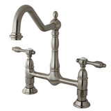 Kingston Brass Two Handle Widespread Bridge Kitchen Faucet - Satin Nickel - KS1178TAL