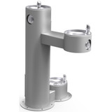 Elkay Outdoor Drinking Fountain Bi-Level Pedestal with Pet Station, Non-Filtered Non-Refrigerated, Freeze Resistant, Gray - LK4420DBFRKGRY