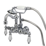 Kingston Brass 3-3/8" Wall Mount Clawfoot Tub Filler Faucet with Hand Shower - Polished Chrome CC1010T1