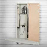 Iron-A-Way Ironing Center - 42 Inch Built In Swiveling Ironing Board With Electric System, Light and Toggle Switch - Right Hinged Flat White Door - AE42FWU