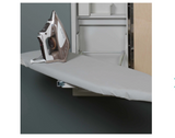 Iron-A-Way Electric Ironing Center - Built In Swiveling 46" Ironing Board with Light and Timer - Right Hinged Raised White Door
