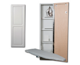 Iron-A-Way Ironing Center - 46" Built In Swiveling Ironing Board and Cabinet - Right Hinged Raised White Door