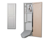 Iron-A-Way Ironing Center - 42" Built In Ironing Board With Electric System, Light, and Timer - Right Hinged Raised White Door