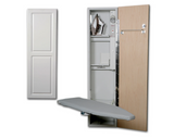 Iron-A-Way Ironing Center - 42" Built In Ironing Board With Electric System and Light - Right Hinged Raised White Door - ADA Compliant - UD42RWU