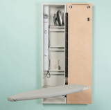Iron-A-Way Electric Ironing Center - Built In Swiveling 46" Ironing Board with Light and Toggle Switch - Left Hinged Flat White Door - AE46FWU-L