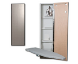 Iron-A-Way Ironing Center - 46" Built In Swiveling Ironing Board and Cabinet - Left Hinged Mirror Door