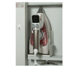 Iron-A-Way Ironing Center - 42" Built-In Ironing Board With Electric System, Light and Timer - Left Hinged Raised White Door