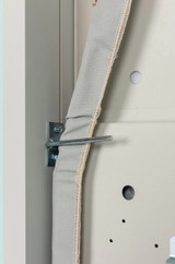 Iron-A-Way Ironing Center - 42" Built-In Ironing Board With Electric System, Light and Toggle Switch - Left Hinged Raised White Door - E42RWU-L
